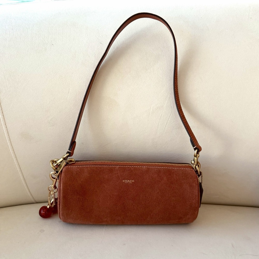 Coach Small Barrel Bag Suede Limited Edition Clay Gold Cdy81 Shoulder Bag NEW